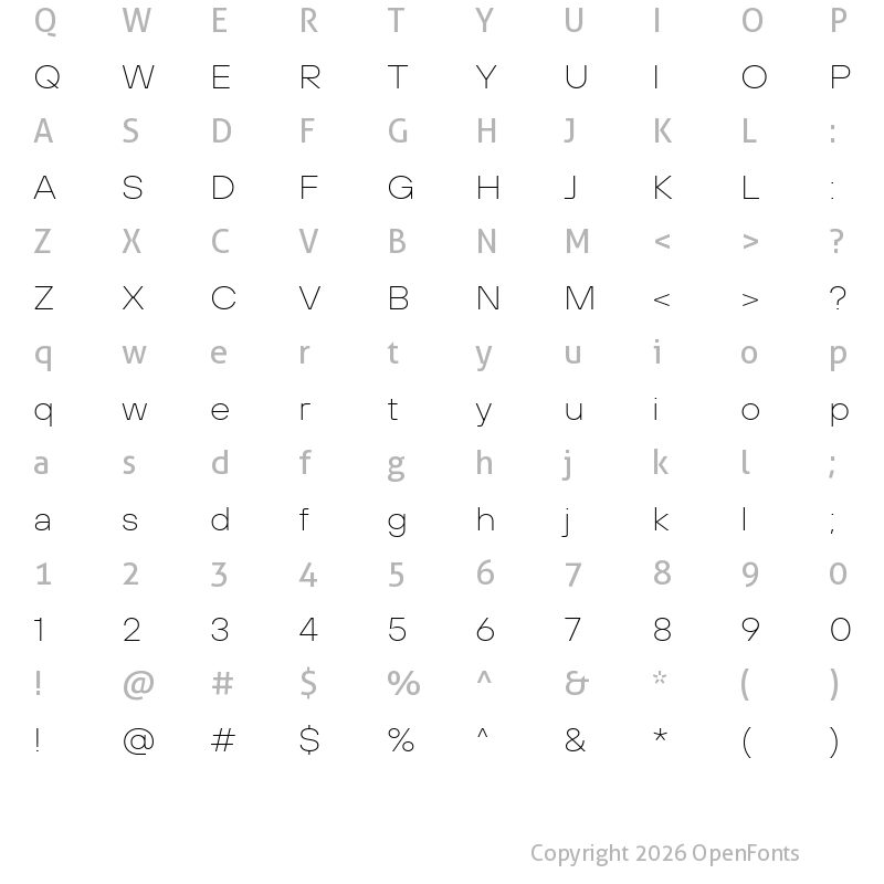 Character Map of TT Hoves Pro Trl Expanded Thin
