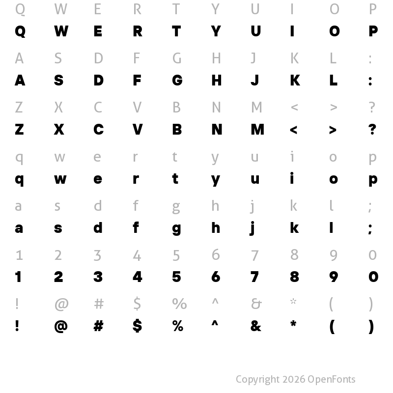 Character Map of TT Interfaces Black