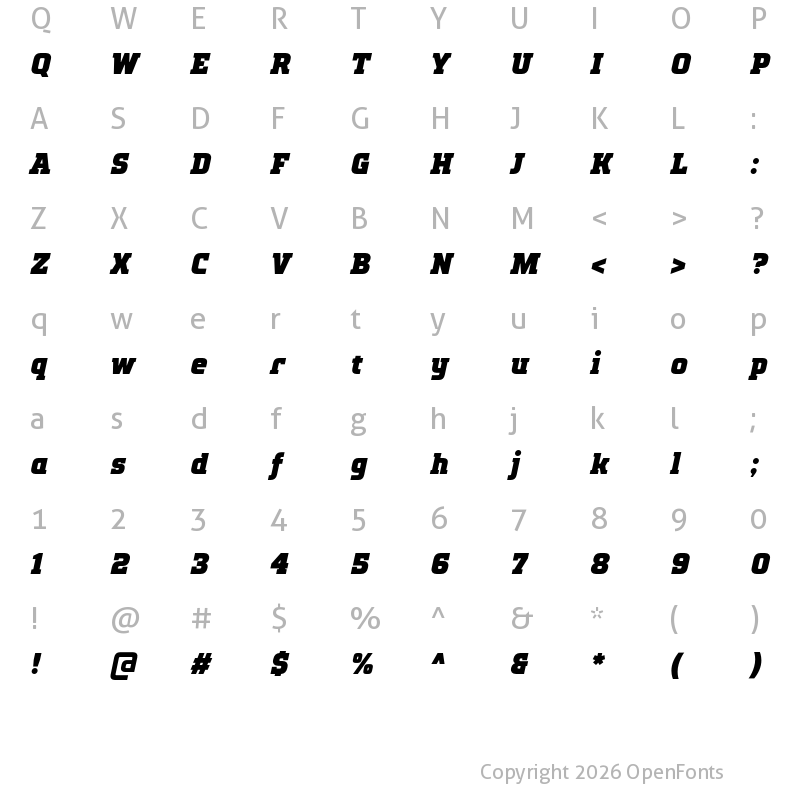 Character Map of TT Polls Trial Black Italic