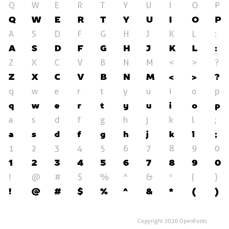 Character Map of TT Prosto Sans Trial Black