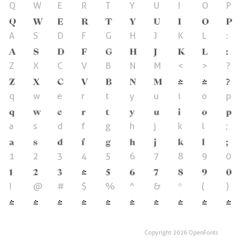 Character Map of TT Ramillas Black Decor Regular