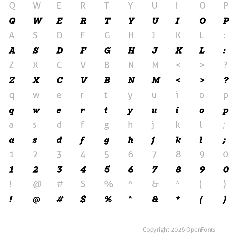 Character Map of TT Rationalist Trl ExtraBold Italic