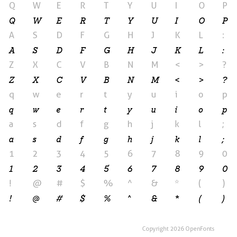 Character Map of TT Rationalist Trl Medium Italic