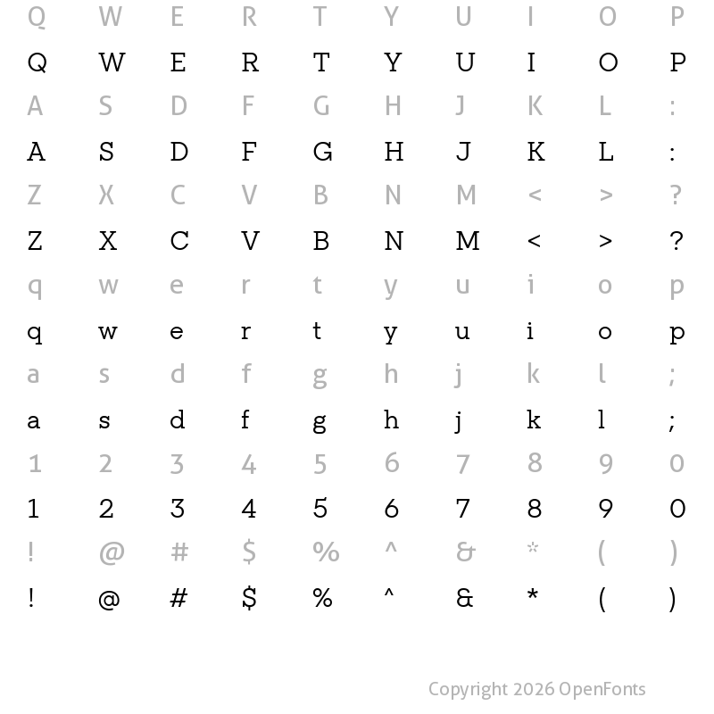Character Map of TT Rationalist Trl Regular