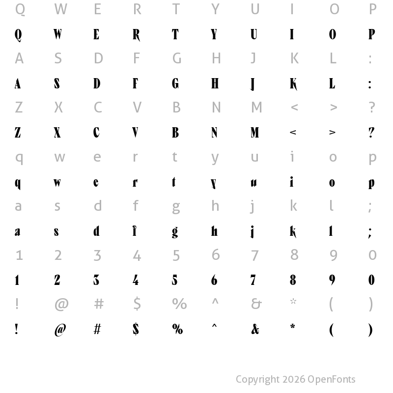 Character Map of TT Ricks Trial Bold