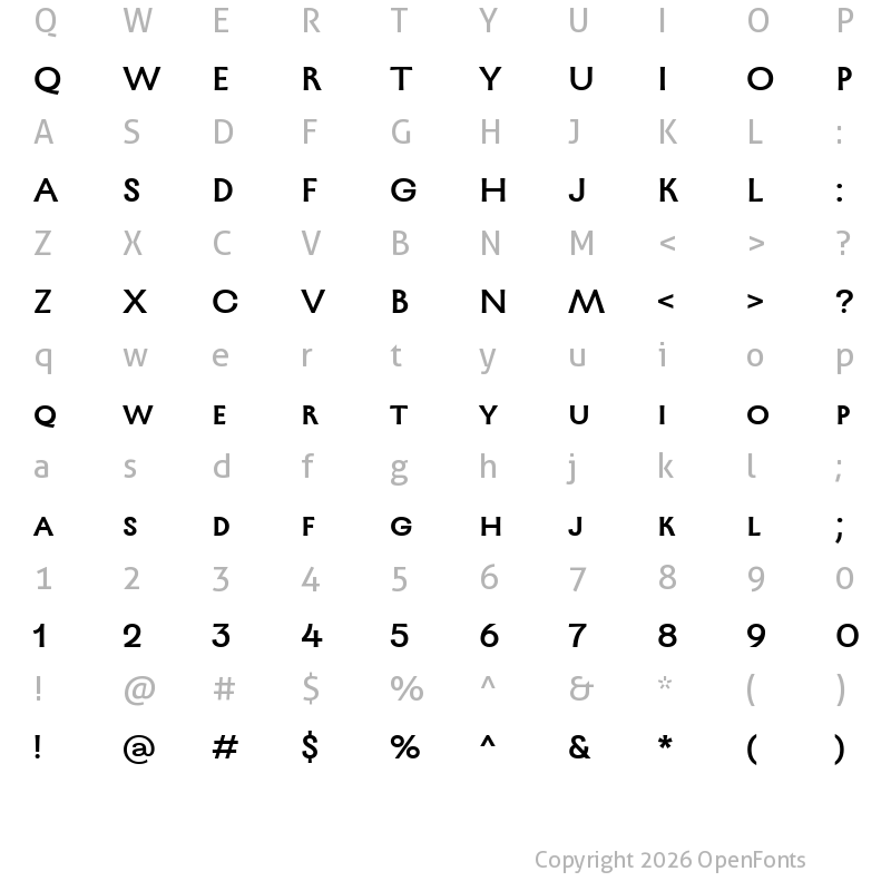 Character Map of TT Ricordi Greto Trial Medium