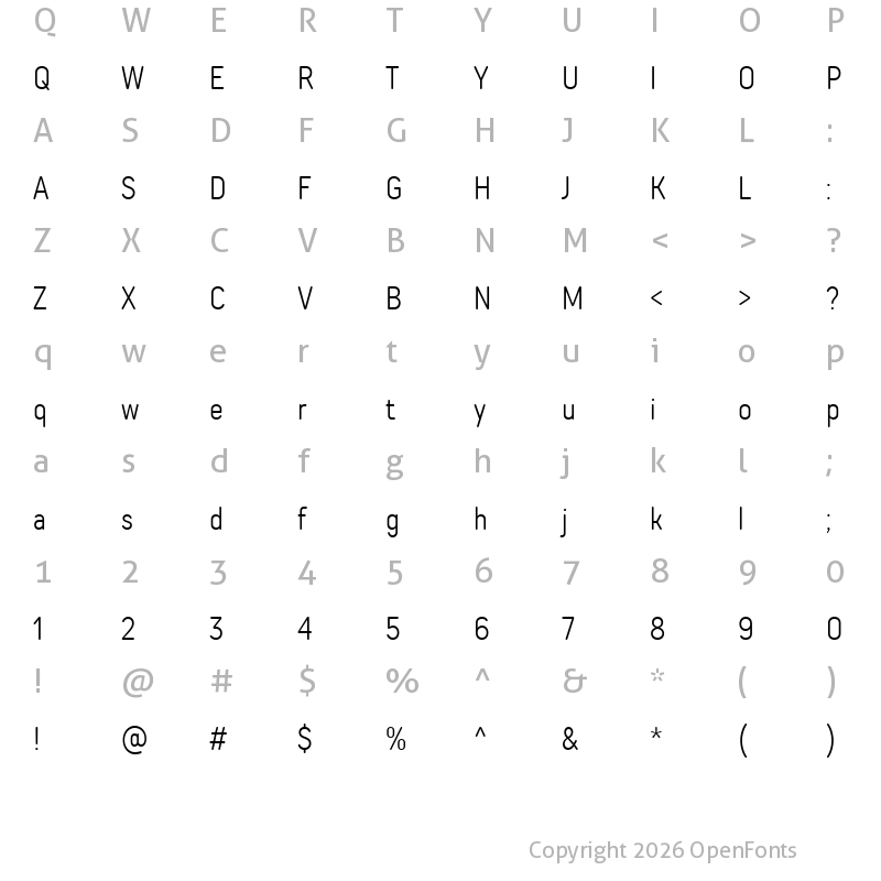 Character Map of TT Rounds Neue Trl Cmd Lt