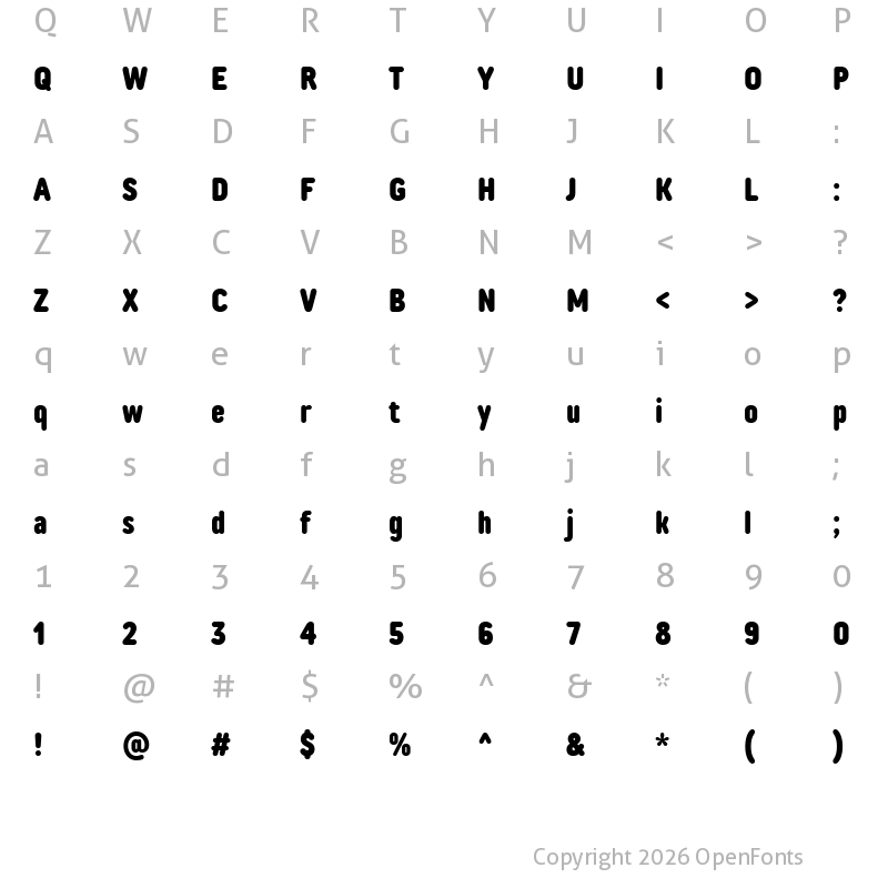 Character Map of TT Rounds Neue Trl Cmd XBd