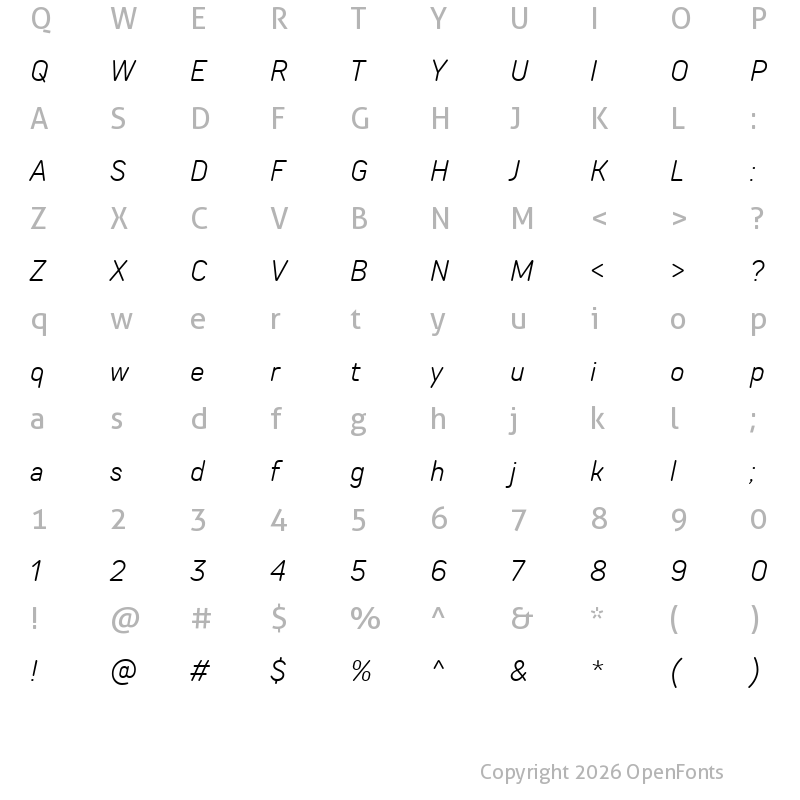 Character Map of TT Rounds Neue Trl Cnd Lt It