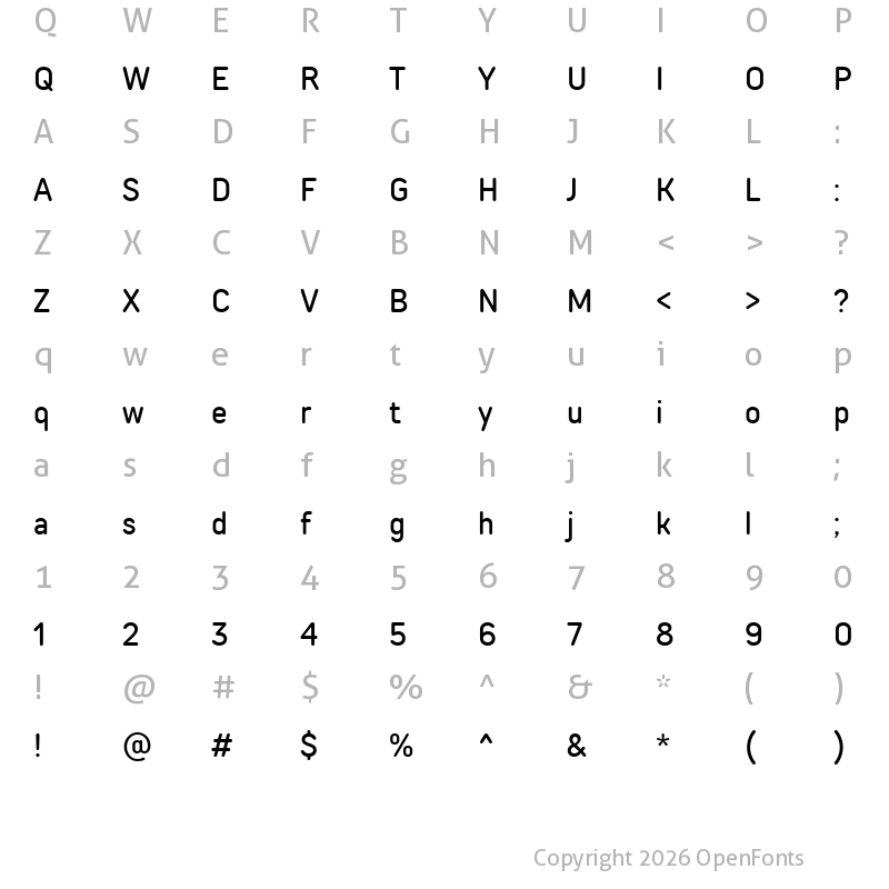 Character Map of TT Rounds Neue Trl Cnd Md