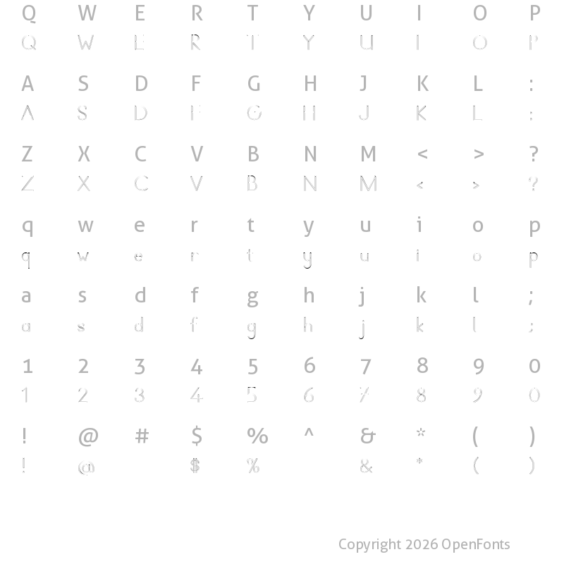 Character Map of TTKB Dik Temel Abece OutUni Regular