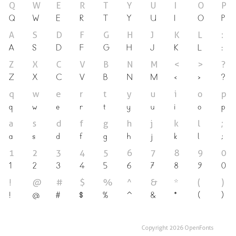 Character Map of TTKB Dik Temel Abece Regular