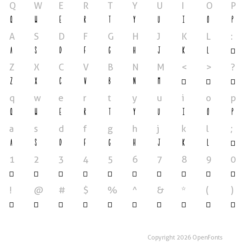 Character Map of Tulip Regular