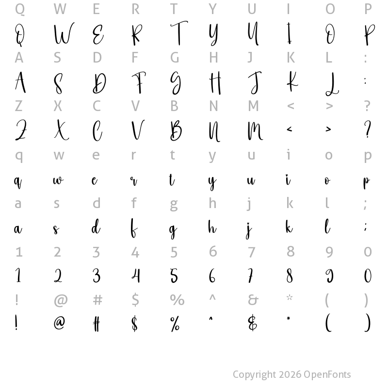 Character Map of Tumbler Regular