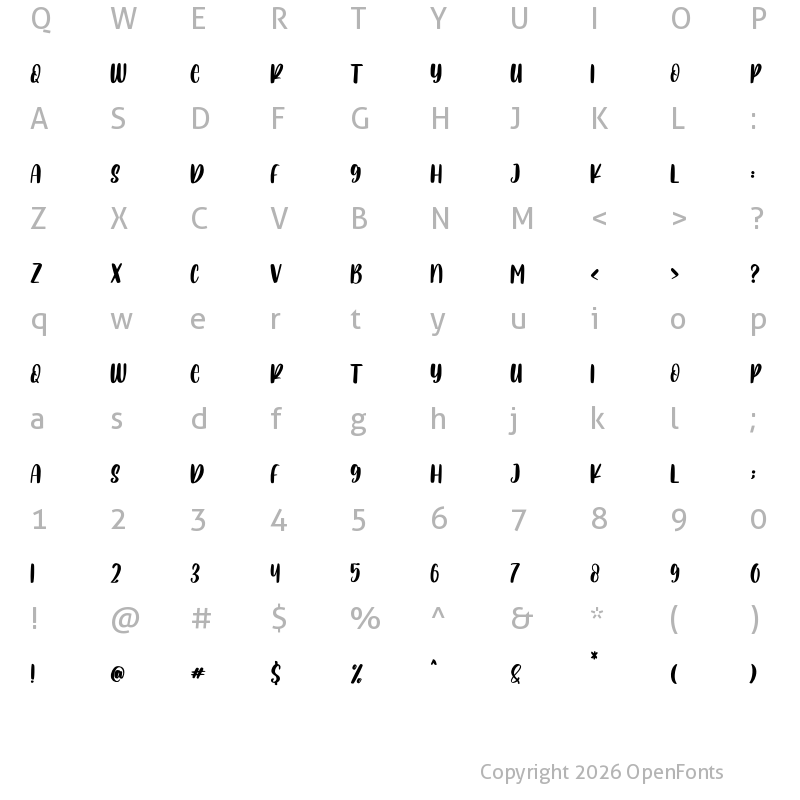 Character Map of Turtle Hero Regular