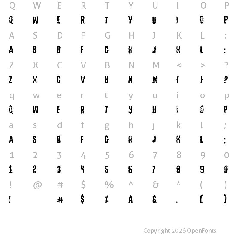 Character Map of Tussle Regular