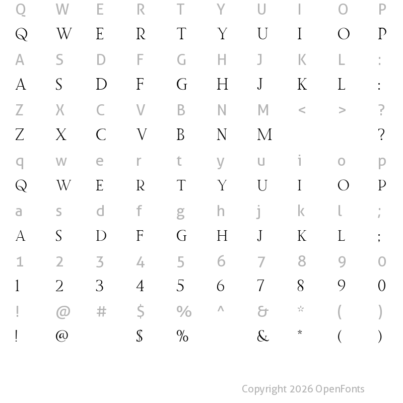 Character Map of Twice Writing Serif Regular