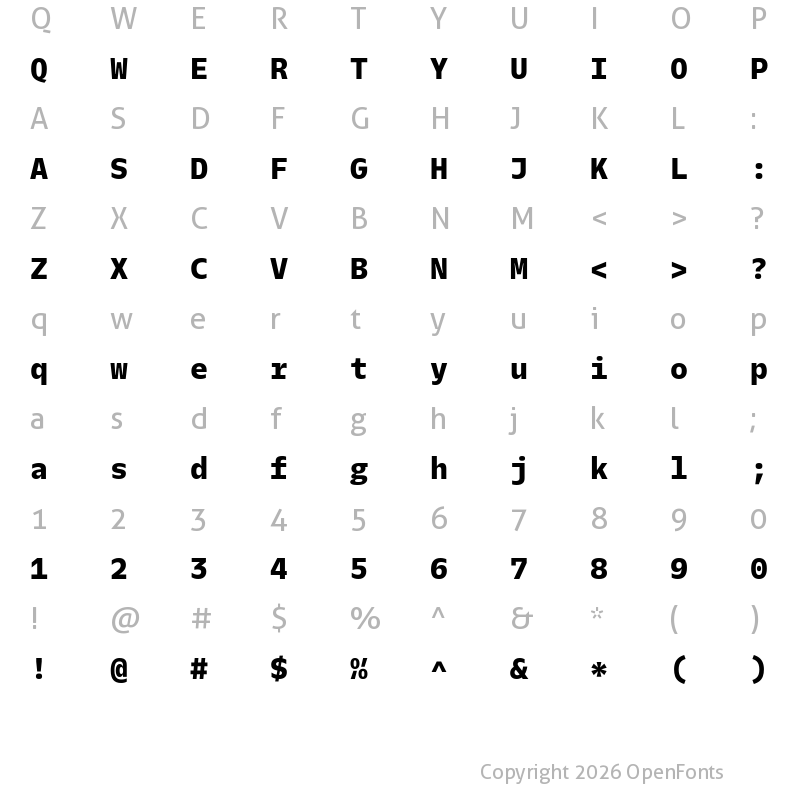 Character Map of Twilio Sans Mono Extrabold
