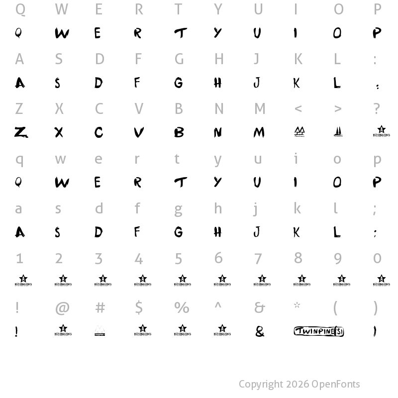 Character Map of TWINPINES Regular