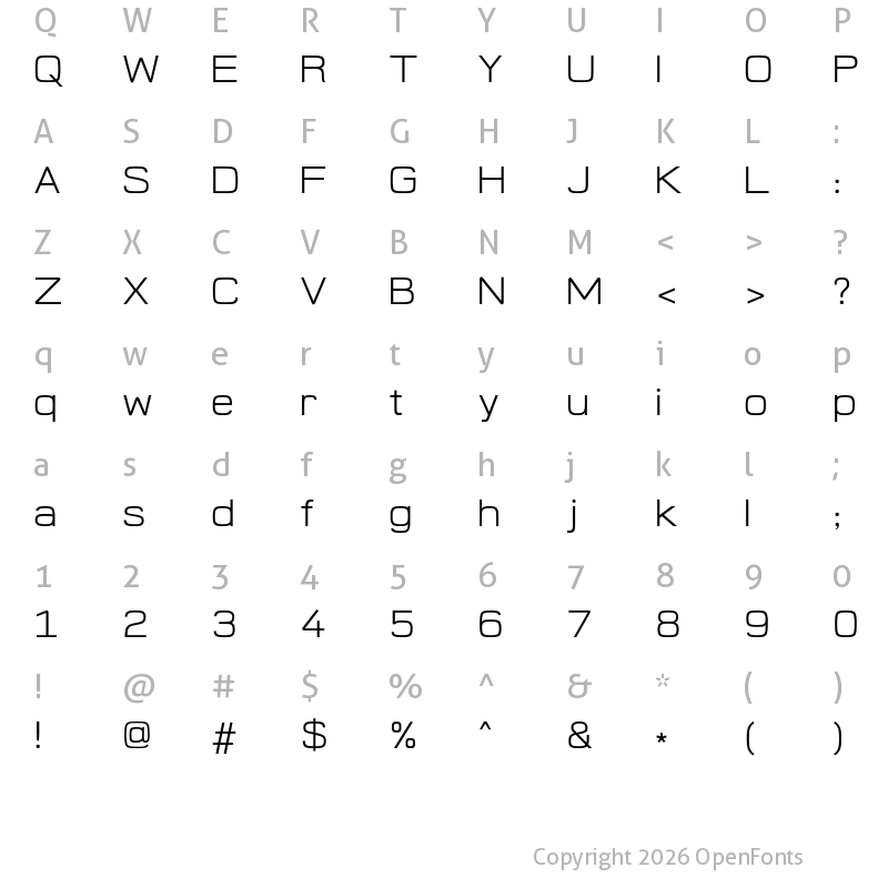 Character Map of Two Weekends Sans regular