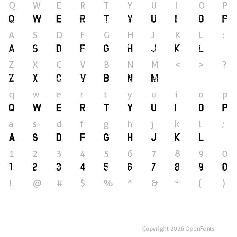 Character Map of TWOFOLD uncomplete DeSigN Regular