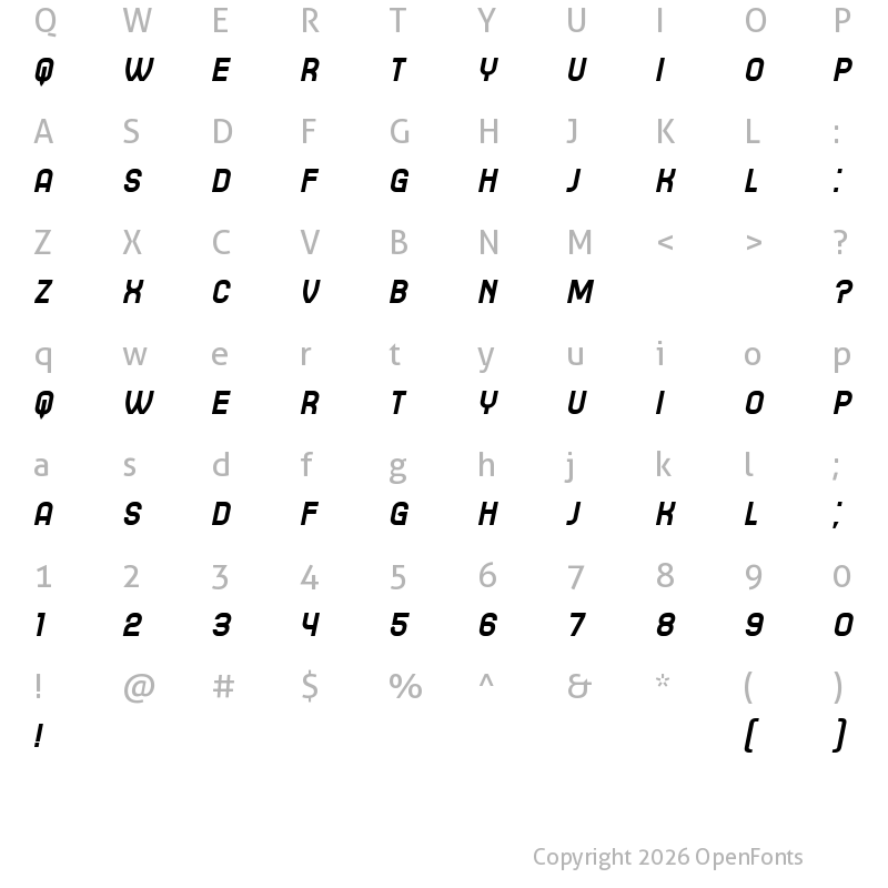 Character Map of Tyler Durden Italic