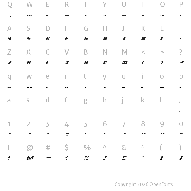 Character Map of Typhoon Gradient Italic Italic