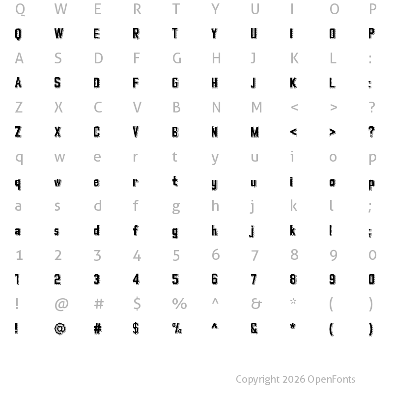 Character Map of Typo Cut-Out Striped Demo Regular