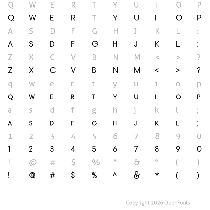 Character Map of Typo Gotika Small Caps Demo Regular