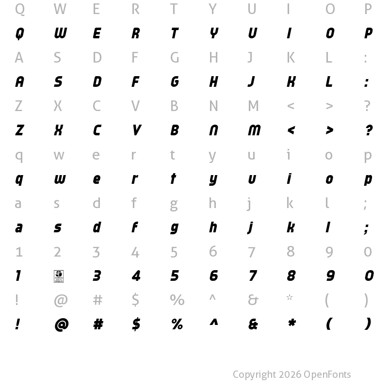 Character Map of Typo Oval Black Demo Italic