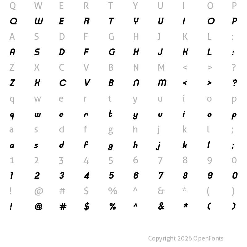 Character Map of Typo Ring Demo Bold Italic