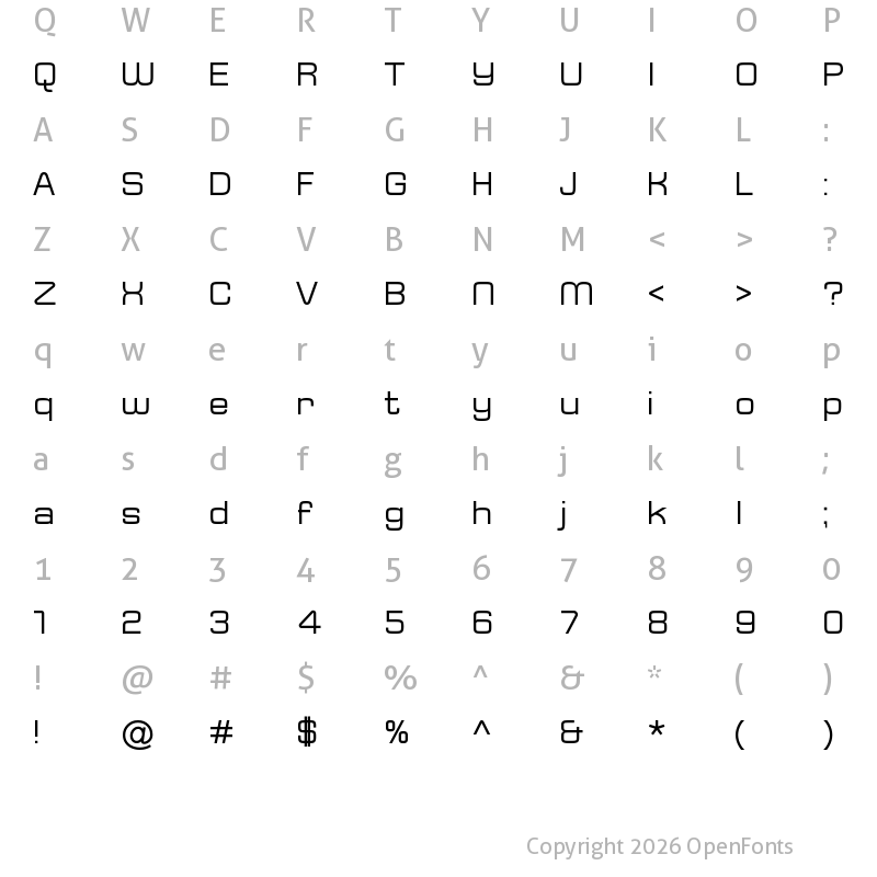Character Map of Typo Square Regular Demo Regular