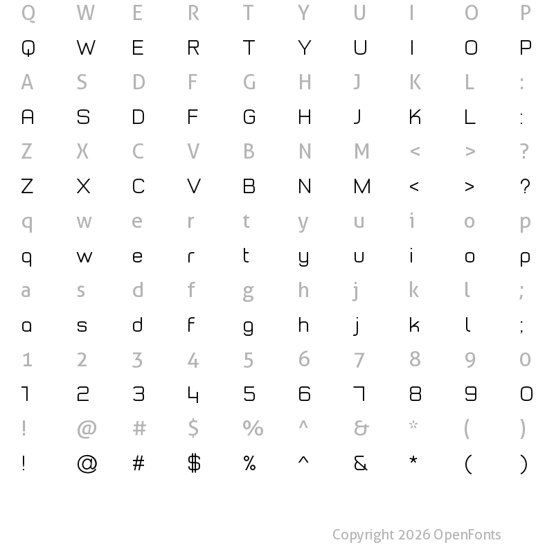 Character Map of Typo Style Light Demo Regular
