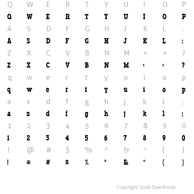 Character Map of Typodermic Regular