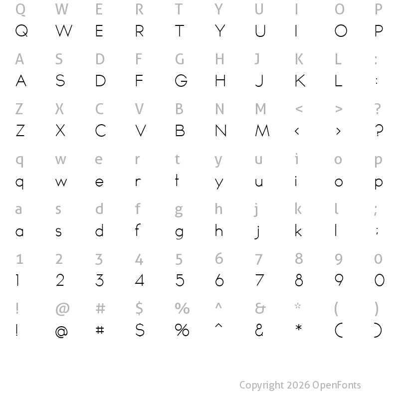 Character Map of TYPOGRAPH PRO Light