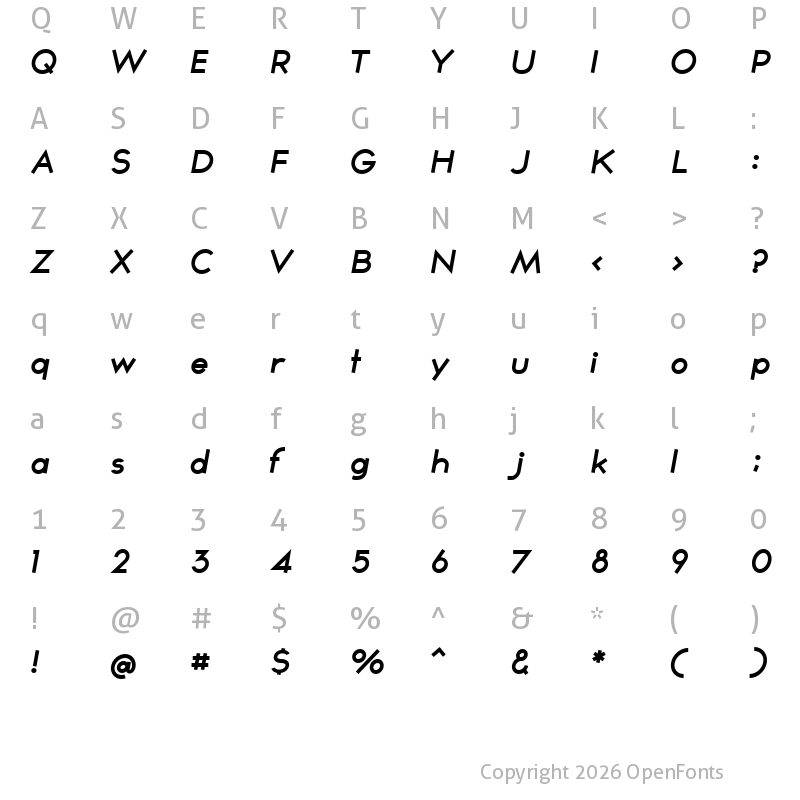 Character Map of TYPOGRAPH PRO SemiBold Italic