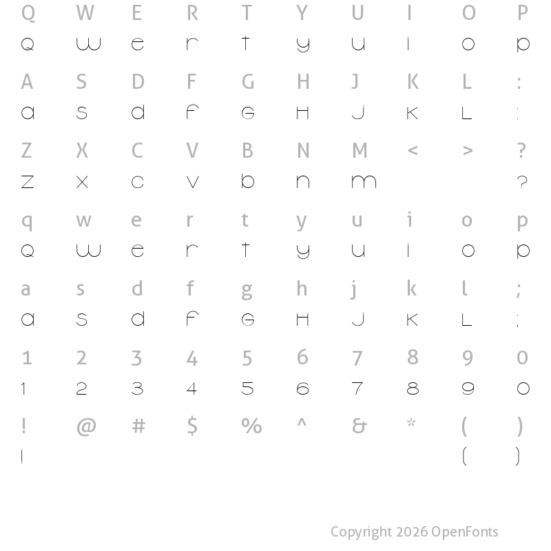 Character Map of Typolino Regular