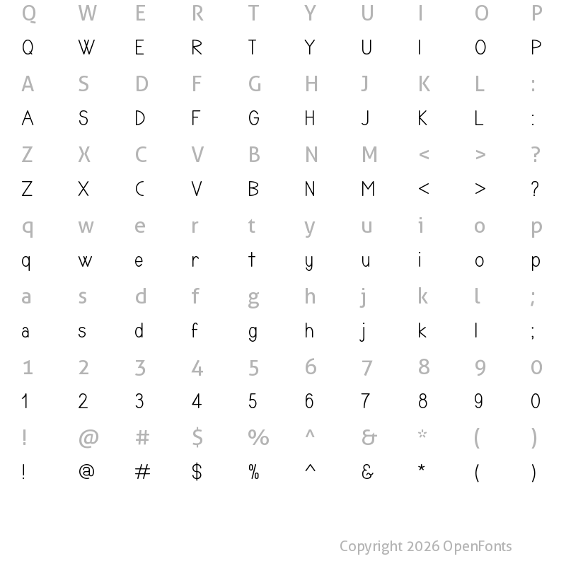 Character Map of TYPONOME Regular