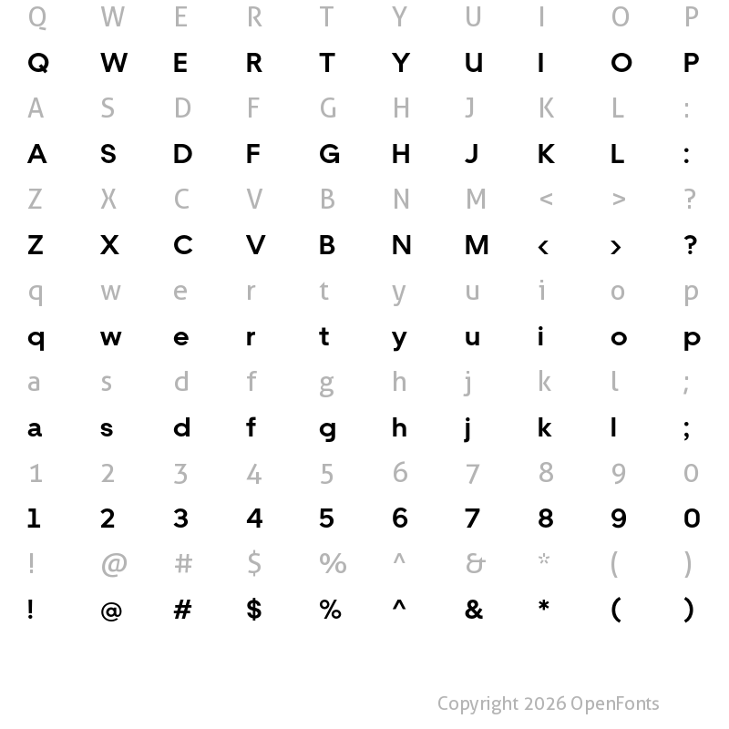 Character Map of Uber Move Bold