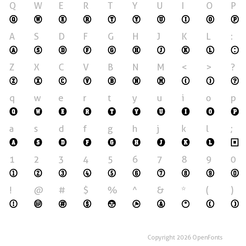 Character Map of Uchrony Circle Bold