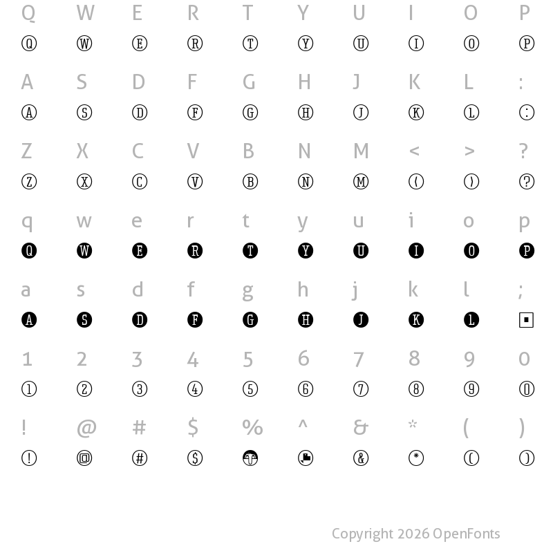 Character Map of Uchrony Circle Light