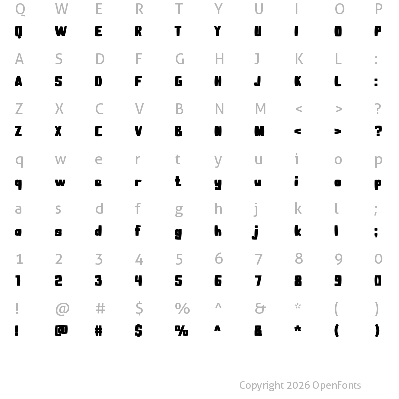 Character Map of Udon Star Regular