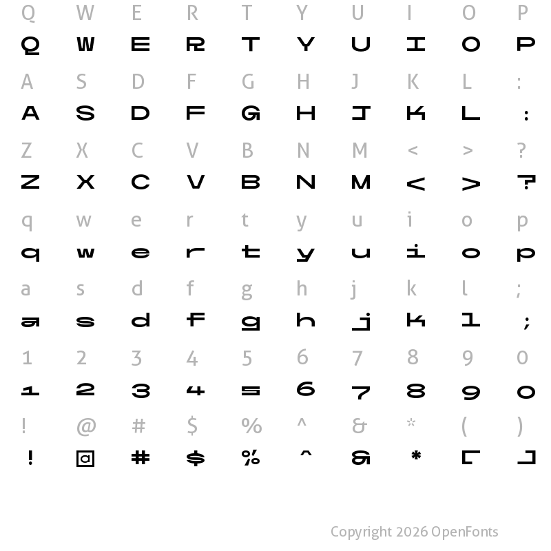 Character Map of Ultramono Wide Bold Bold