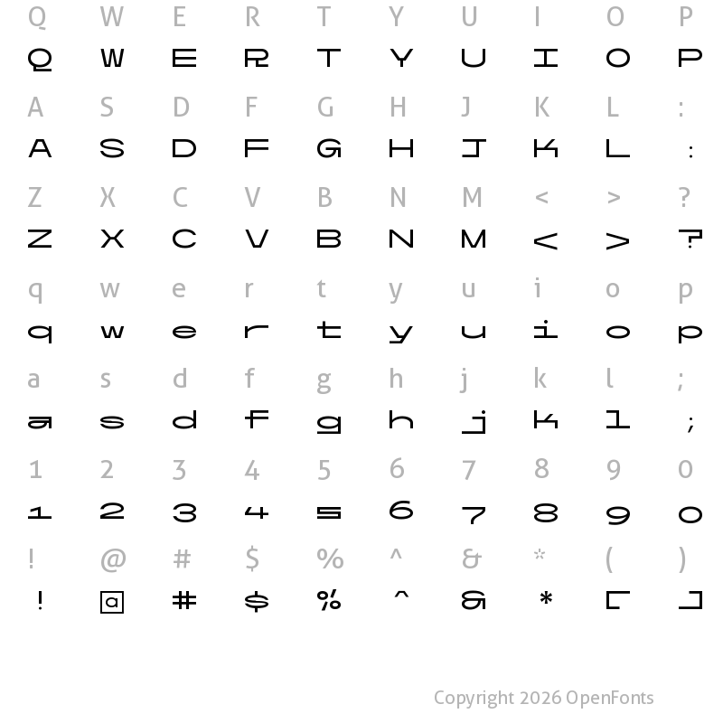 Character Map of Ultramono Wide Regular Regular