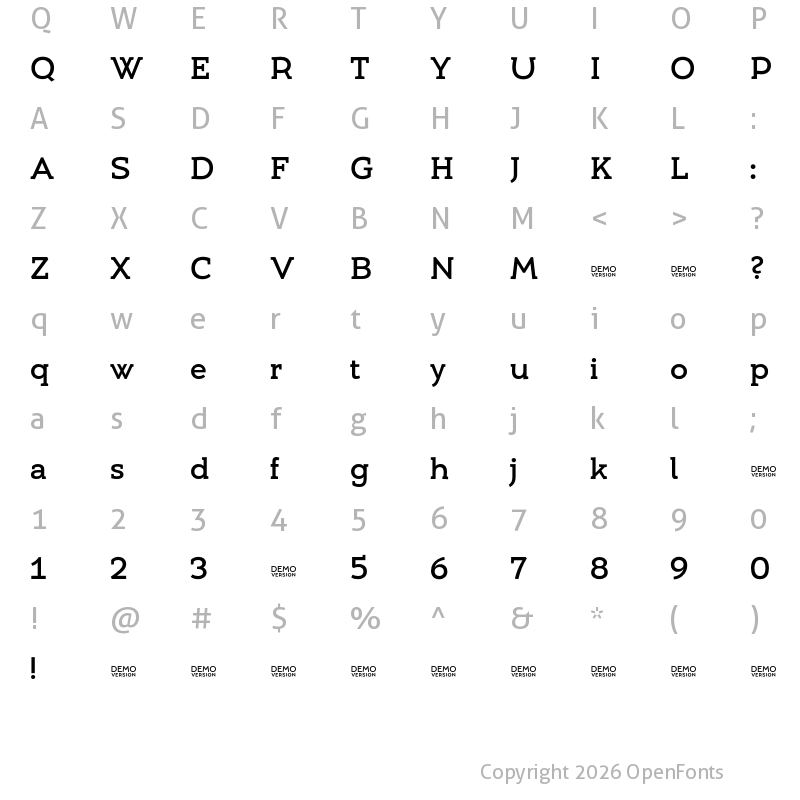 Character Map of Umba Slab Demo Medium