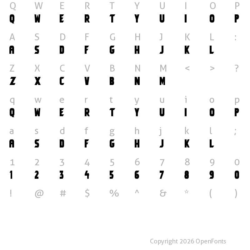 Character Map of Umbro Solid Regular