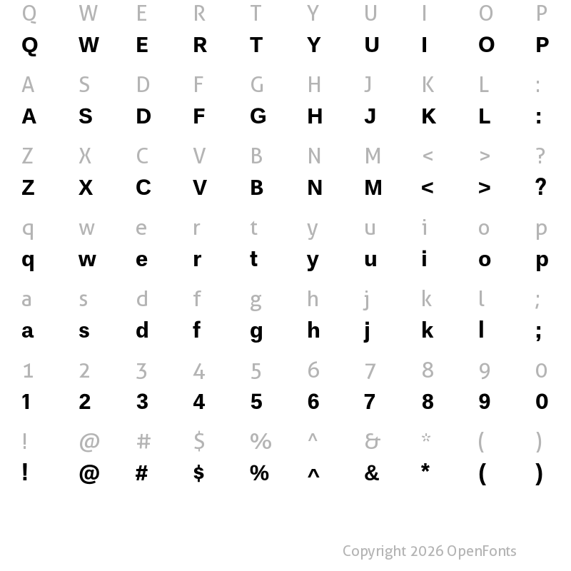 Character Map of UnB Pro Bold