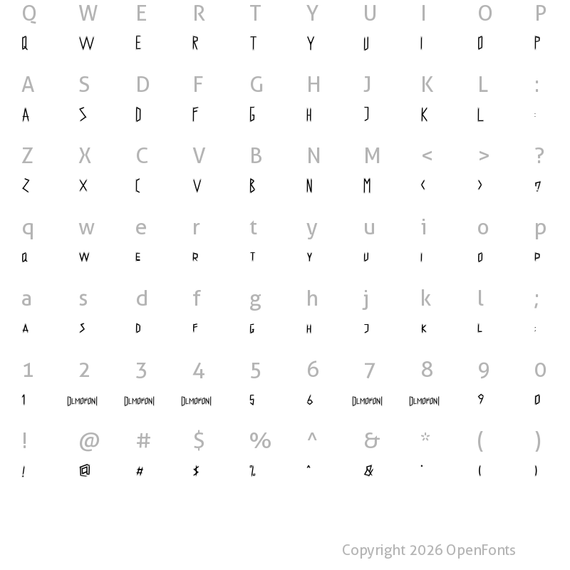 Character Map of Undergod Regular
