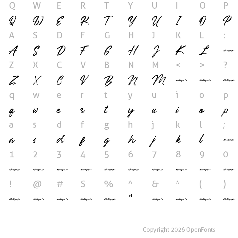 Character Map of Underland Regular