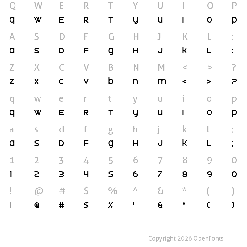 Character Map of Undersided Regular